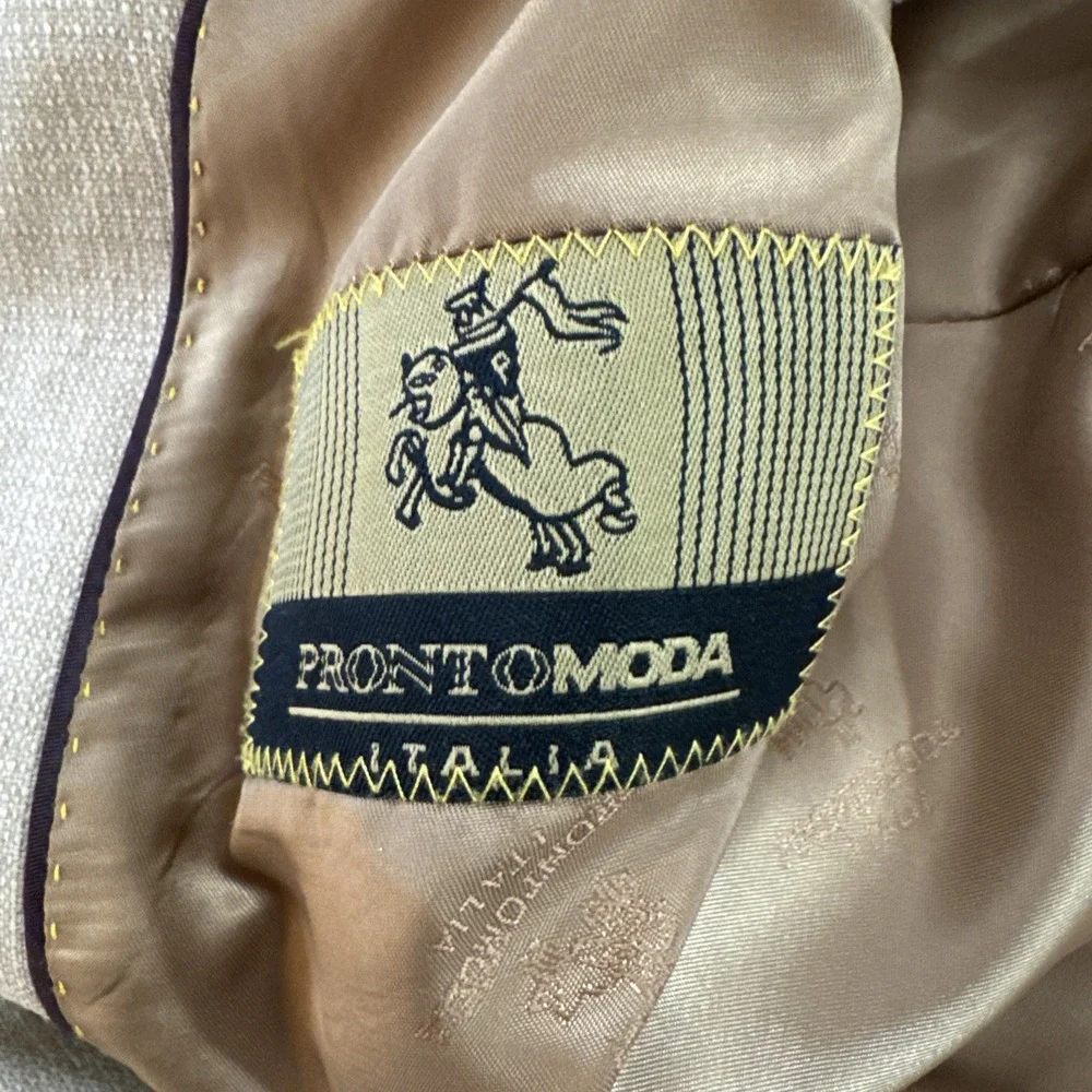 Pronto Moda Super 140's Merino Wool Sand Brown Lana Lux Blazer Sz 48L‎ Jacket